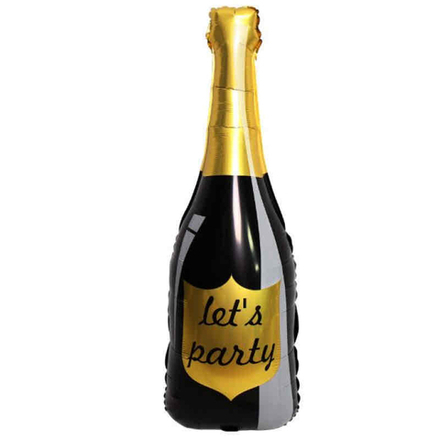 Шар (40""/102 см) Фигура, Бутылка Шампанское, Let`s Party, Черный, 1 шт. Д14
