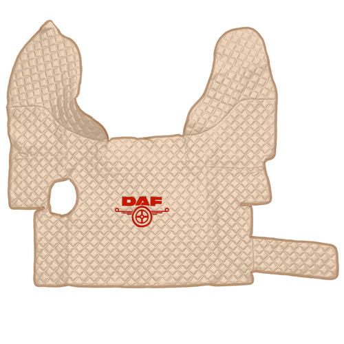 Ковры Daf XF-105 с 2006 года (механика) (экокожа, бежевый, бежевый кант, красная вышивка)