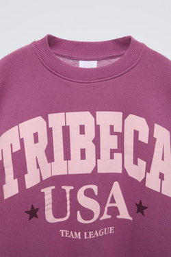 ZARA ТОЛСТОВКА С НАДПИСЬЮ, ЛИЛОВЫЙ