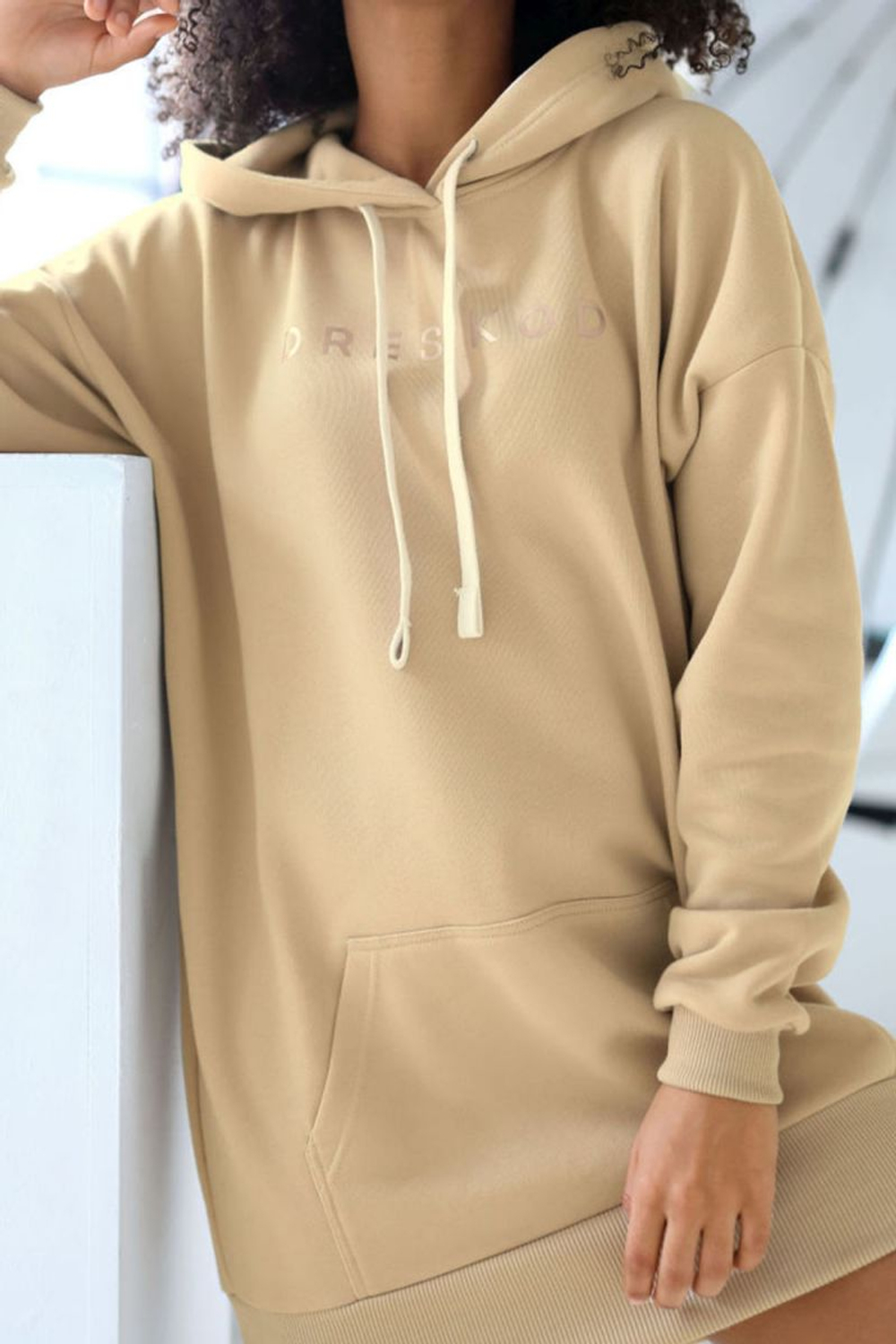 Платье-худи oversize с капюшоном (Размер: M-L) (Цвет: черный)