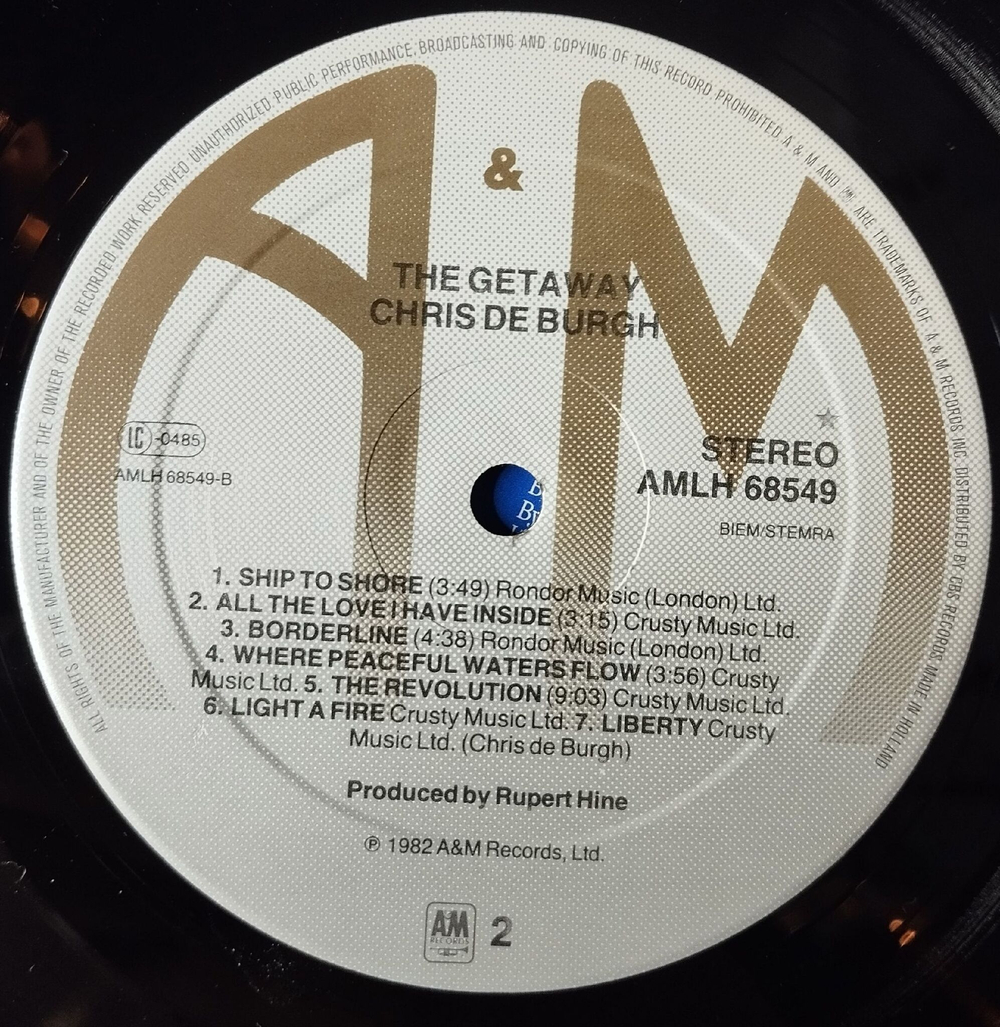 Винтажная виниловая пластинка LP Chris de Burgh The Getaway (Holland 1982) Crying And Laughing