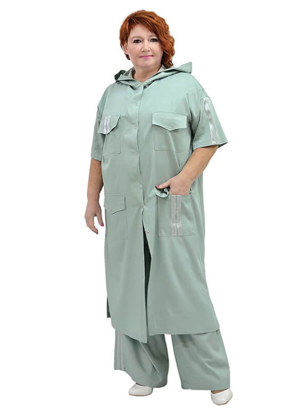 Удлинённая рубашка из тенсела Полынь