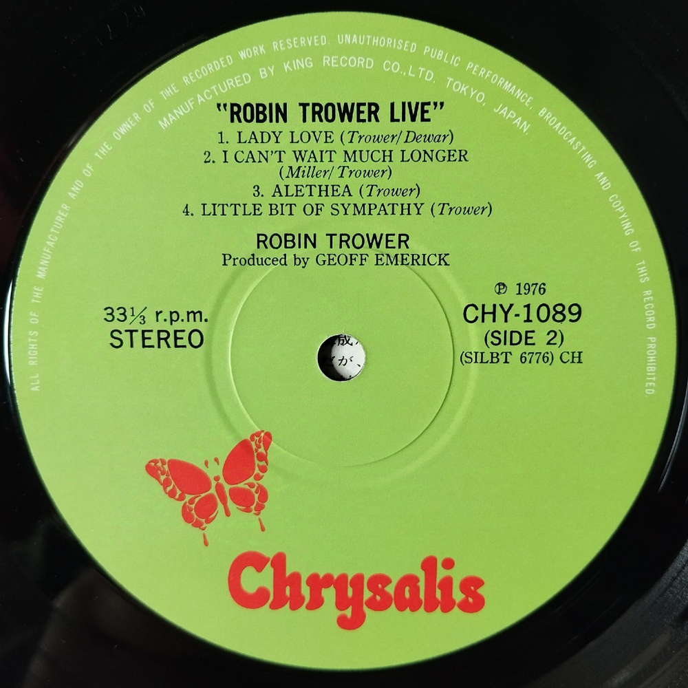 Винтажная виниловая пластинка LP Robin Trower Robin Trower Live (Japan 1976) (No Obi) Rock Me Baby