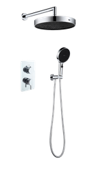 Комплект для душа CELL, лейка верхняя+ручная, встраиваемый 2-х проходной смеситель однорычажный CHROME