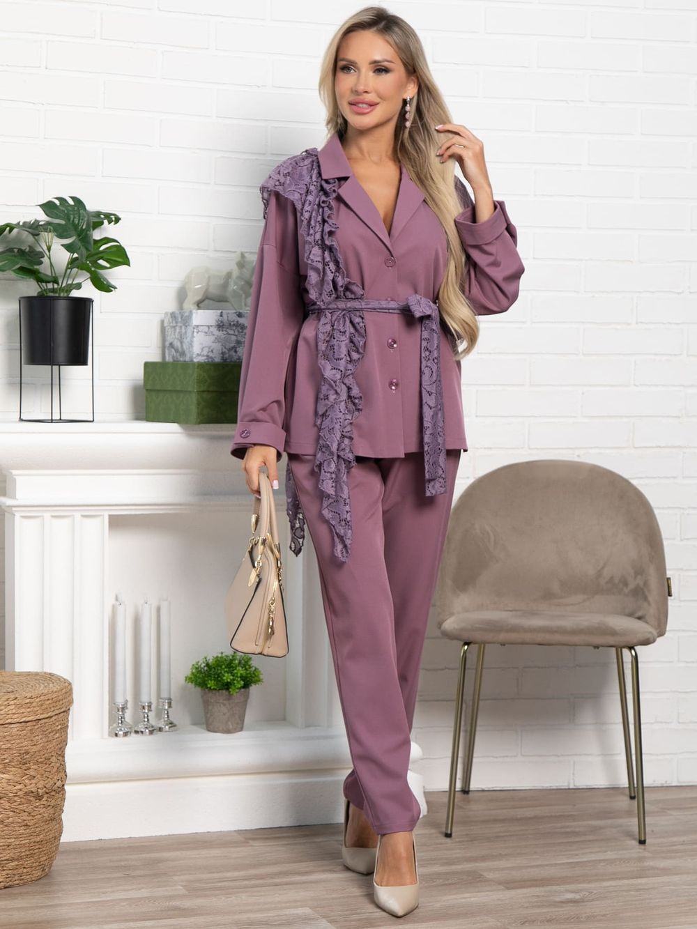 Костюм брючный Стилизация (нежно-розовый) К15332-4М LT Collection