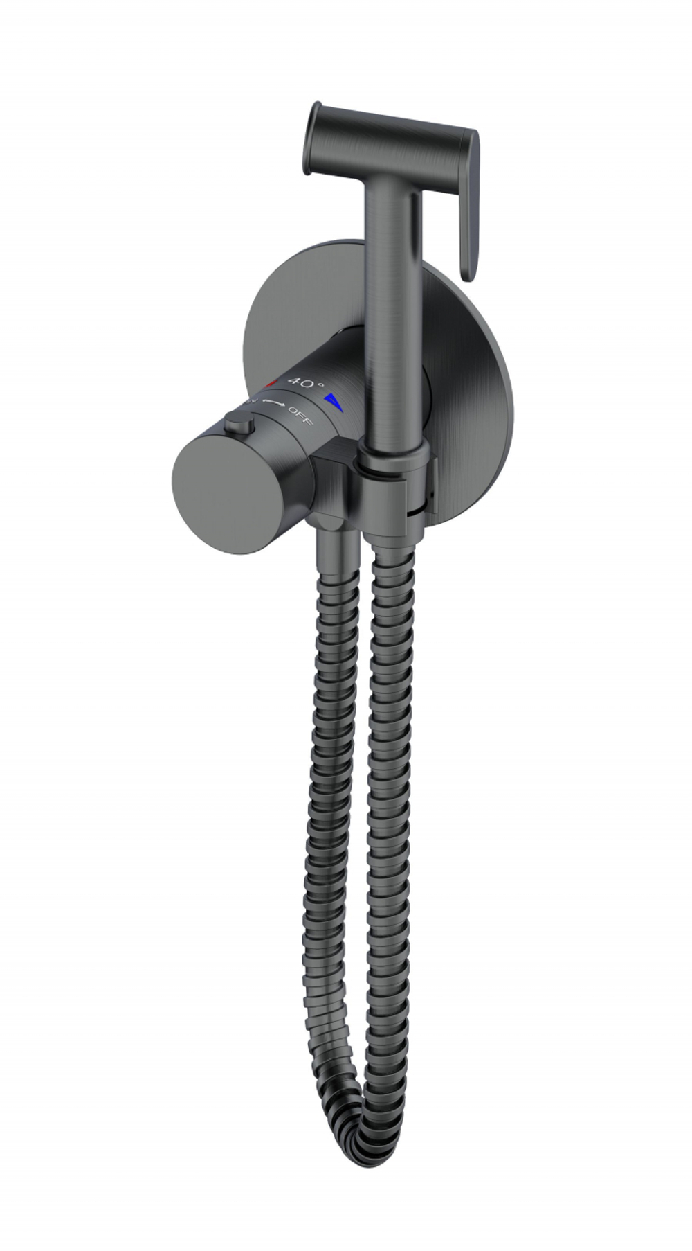Смеситель с гигиеническим душем и термостатом встраиваемый WONZON & WOGHAND, Темный графит (WW-88829909-BGM)
