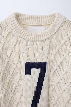 ZARA СВИТЕР С УЗОРОМ «КОСЫ», ЭКРЮ