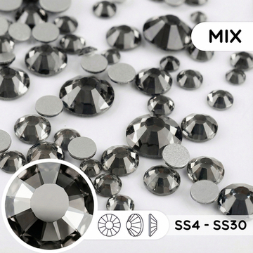 Стеклянные стразы холодной фиксации “Black Diamond” — микс размеров SS4–SS30
