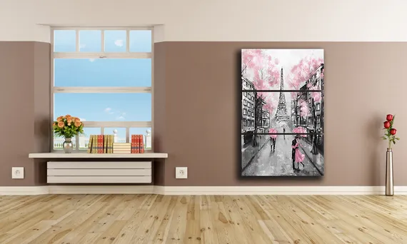 Модульная картина "Вид на Париж и Эйфелеву Башню"