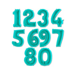 Шары цифры гелиевые, цвет: Тиффани, 102 см