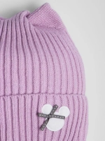 Шапка и снуд для девочки с ушками на завязках