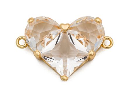 Коннектор-подвеска "Сердце" 18мм, с прозрачными кристаллами