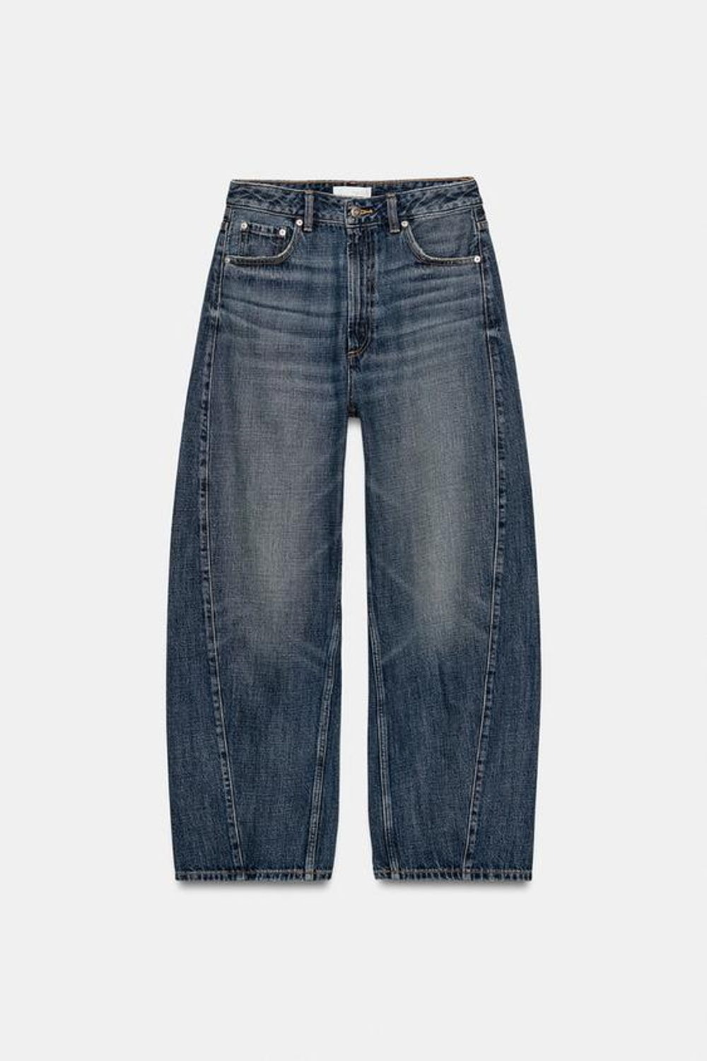 ZARA ДЖИНСЫ TRF BAGGY BALLOON СО СРЕДНЕЙ ПОСАДКОЙ, ВЫЦВЕТШИЙ СИНИЙ