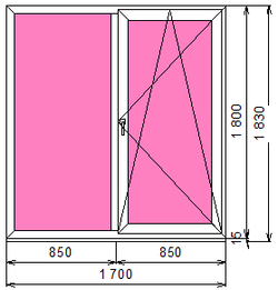 Пластиковое окно 1800 х 1700 ТермА Эко