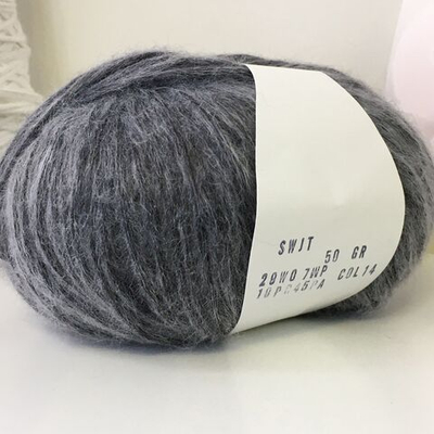 SWJT   29% меринос, 7% альпака, 45% п/а, 19% п/л  250м/100гр  col.14   Вес моточка  50гр  Цена за моток. Серый со светлыми фрагментами