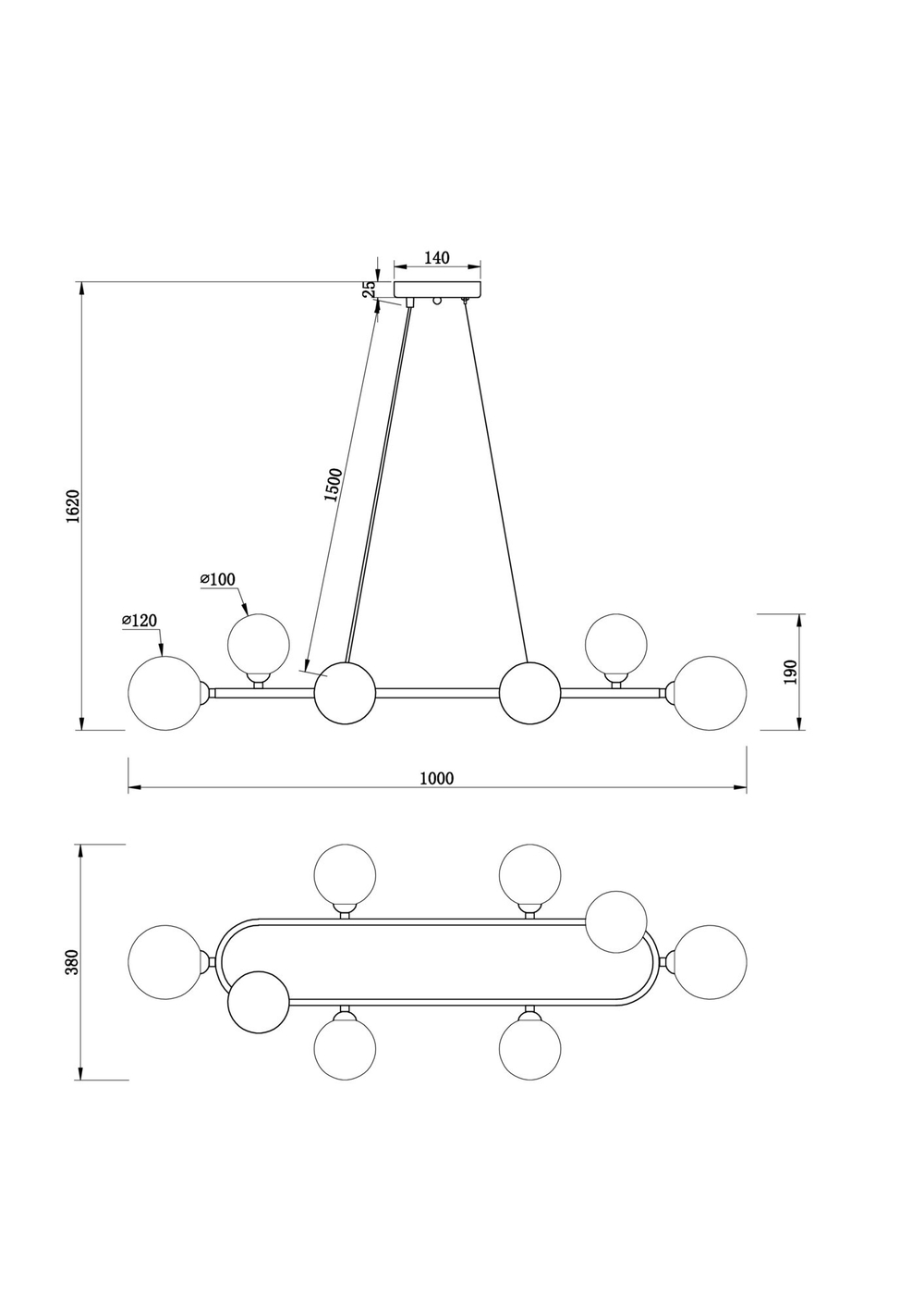 Подвесной светильник Freya Globos FR5222PL-08B1
