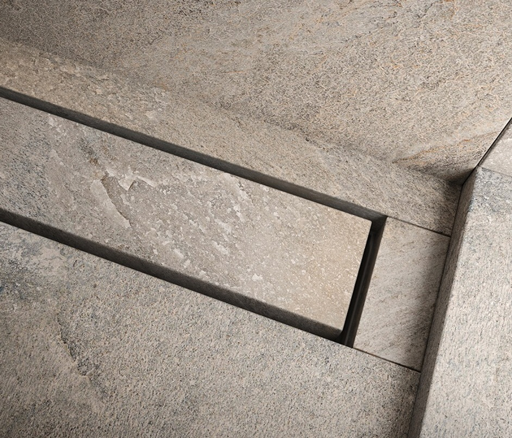 Дренажный канал 150 см TECE TECEdrainline прямой,  для укладки натурального камня, с решеткой, серебристый металлик 651500