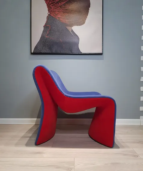 Лаунж-кресло Cloth, синее с красным