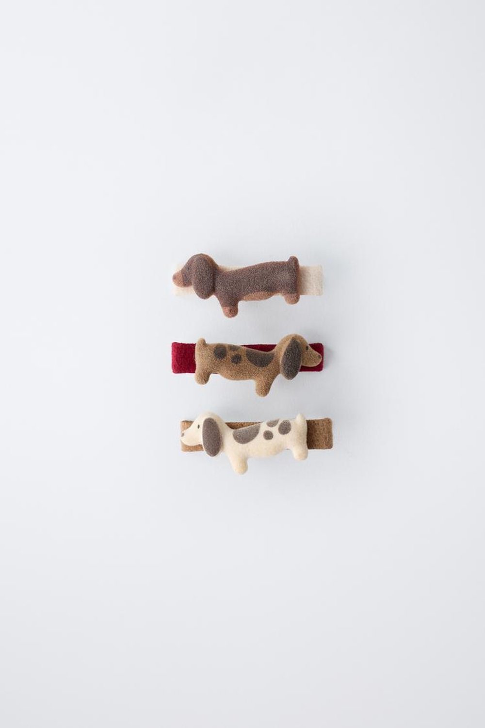 ZARA НАБОР ИЗ 3 ЗАКОЛОК ДЛЯ ВОЛОС «СОБАКИ», КОРИЧНЕВЫЙ