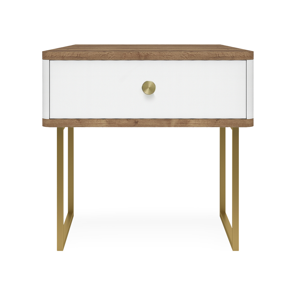 Тумба прикроватная на ножках ROYAL 5301 эко (Дуб Веллингтон-Золото-р.золото)