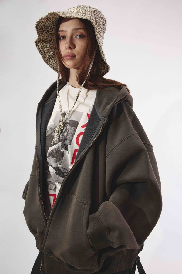 Худи Укороченное Zip "Шпинат" хаки - фото 6