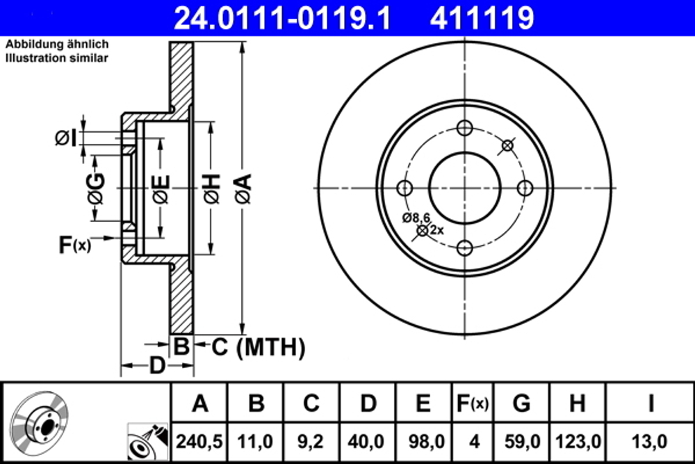 ATE - 24011101191-ATE - Brake Disc