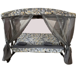 Качели садовые Garden Story 3-х местные Секвойя(каркас антрацит, м/э серый рис.цветы)2 уп.