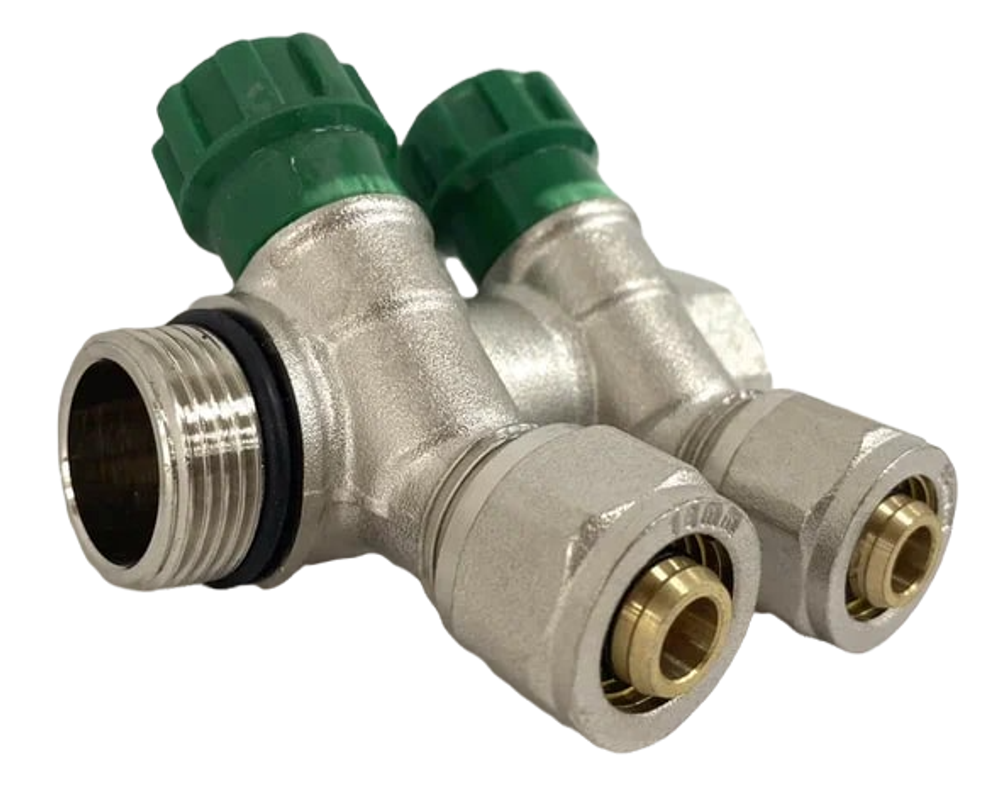 Коллектор Grema НВ 3/4x16 евроконус на 2 вых c вентилями (CN)