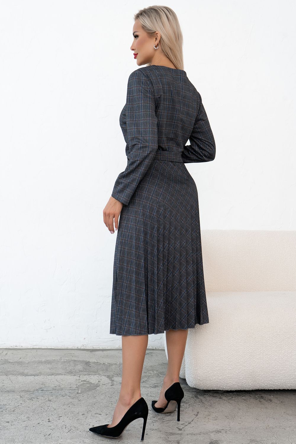 Платье Сильвия (серый/клетка) Р11-1086/12 Nikol (Акция)