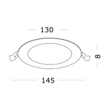 Светильник встраиваемый LED 9W 3000K 585Lm Ra80 110° IP20 D143xH18 90-265V