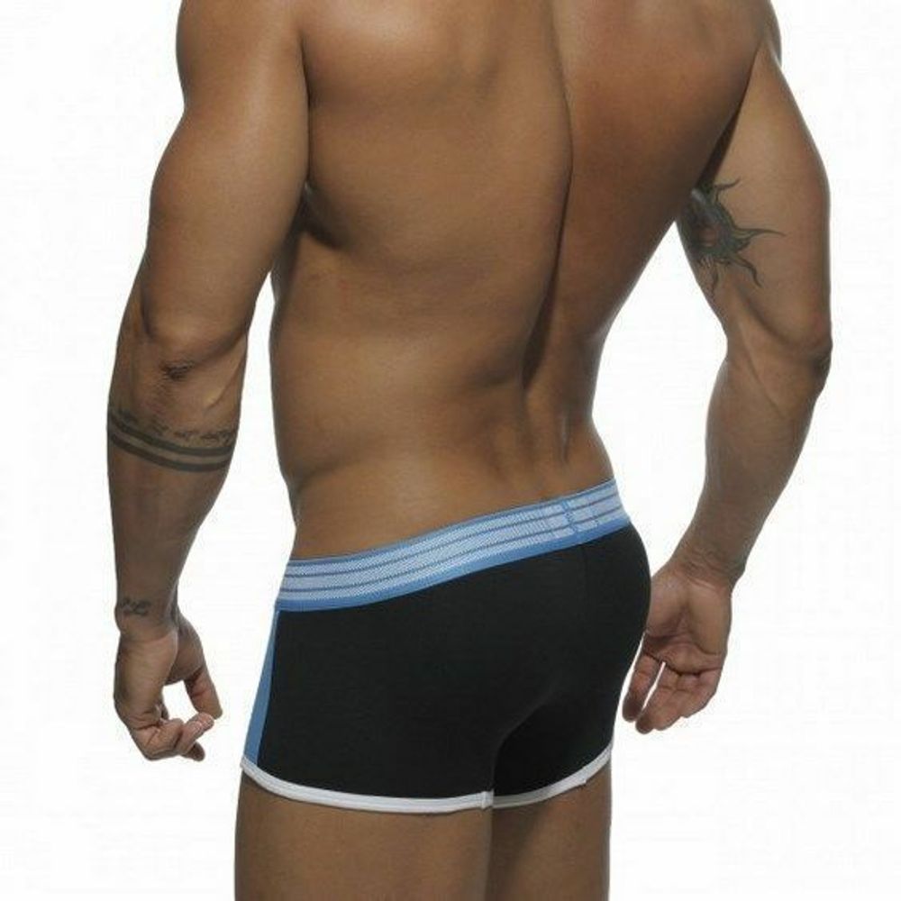 Мужские трусы боксеры черные с голубой резинкой ES Collection