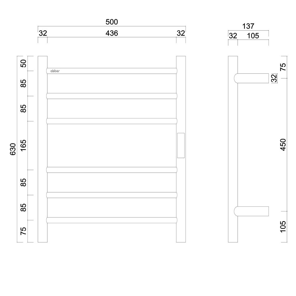 Полотенцесушитель электрический ABBER Standard AH4606MB черный матовый