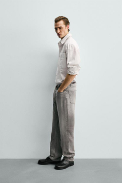 ZARA ДЖИНСЫ STRAIGHT FIT, СЕРЫЙ