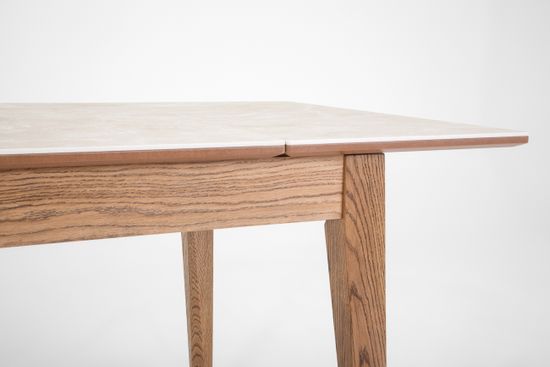 Стол Франк-М (дуб/нога венге/столешница керамика черный мрамор)