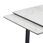 Керамический стол Woodville Джек 140(200)х80 белый мрамор alpin white, черный, ножки черные