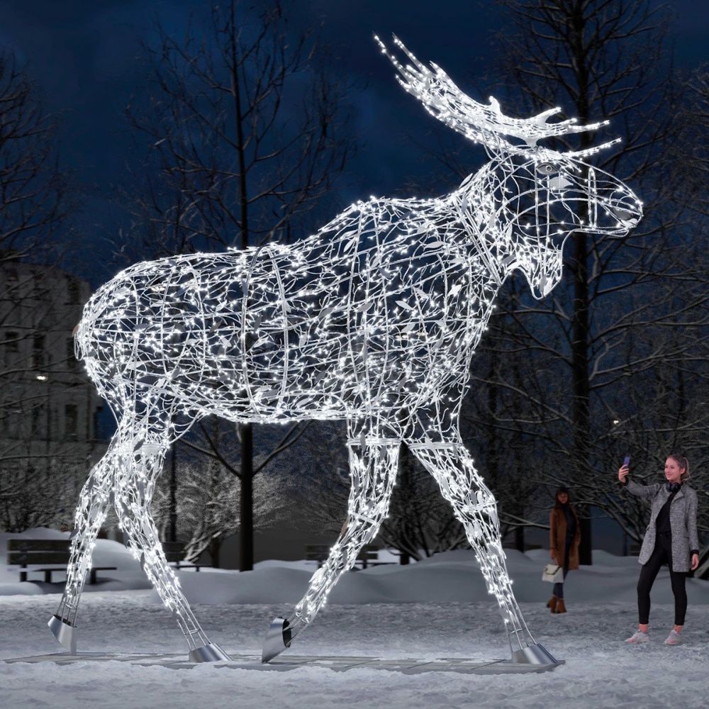 светодиодная фигура "Лось" серебряный