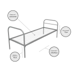 Кровать металлическая одноярусная Бюджет +, 90x190 см, сетка 100х50, 1 перемычка