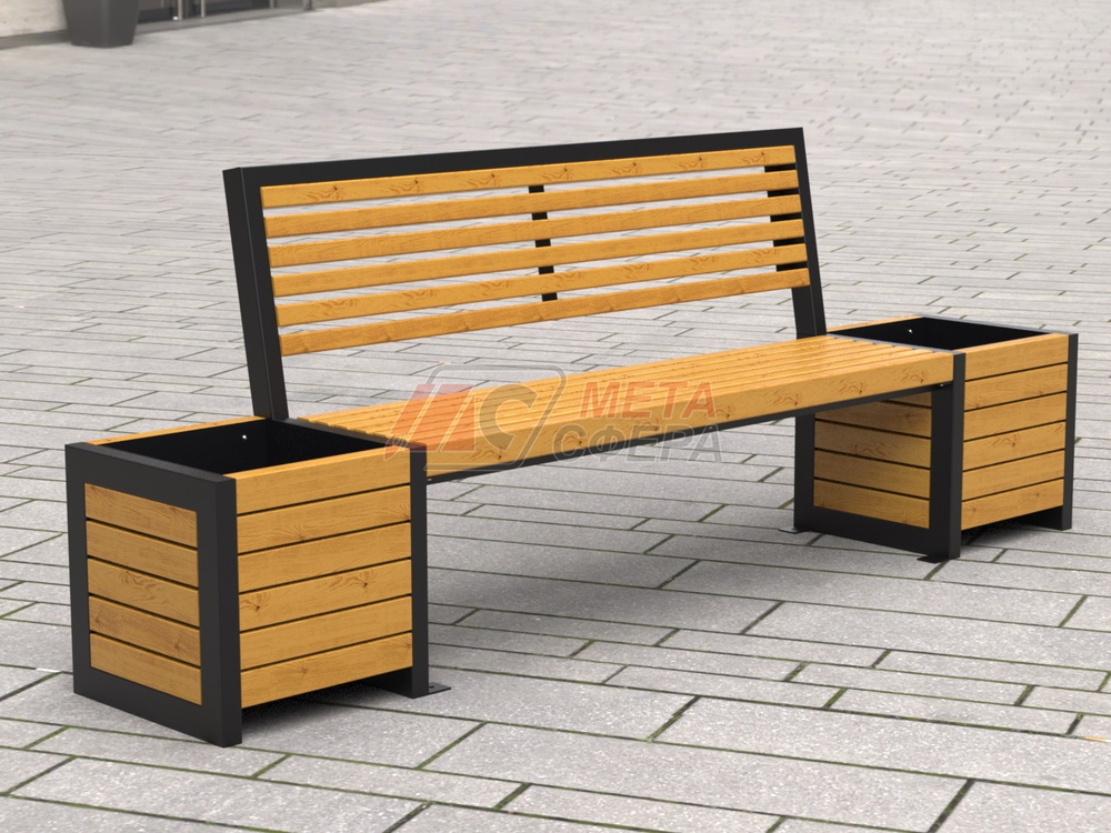 Скамейка Бонжур с 2 цветочницами