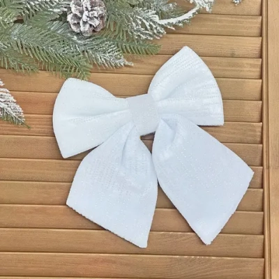 Бант на ёлку «Очарование» 20*25 см, Белый