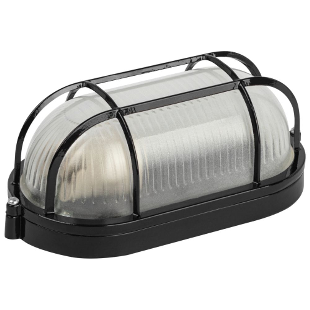 Светильник ЭРА НБП 04-60-002 Акватермо алюминий/стекло решетка IP54 E27 max 60Вт 212х105 овал черный термостойкий | Светильники ЖКХ РБ