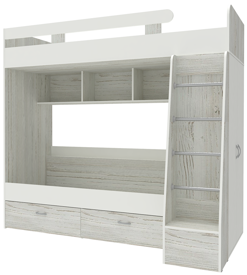 Двухъярусная кровать КарИВи Юниор 6 Винтерберг Белый
