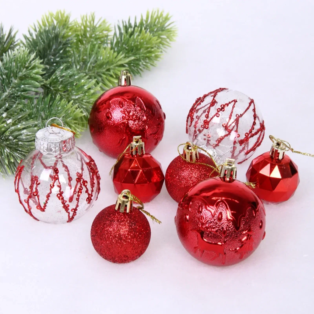 Набор шаров «Winter magic» 6 см + 4 см (24 предмета), Красный