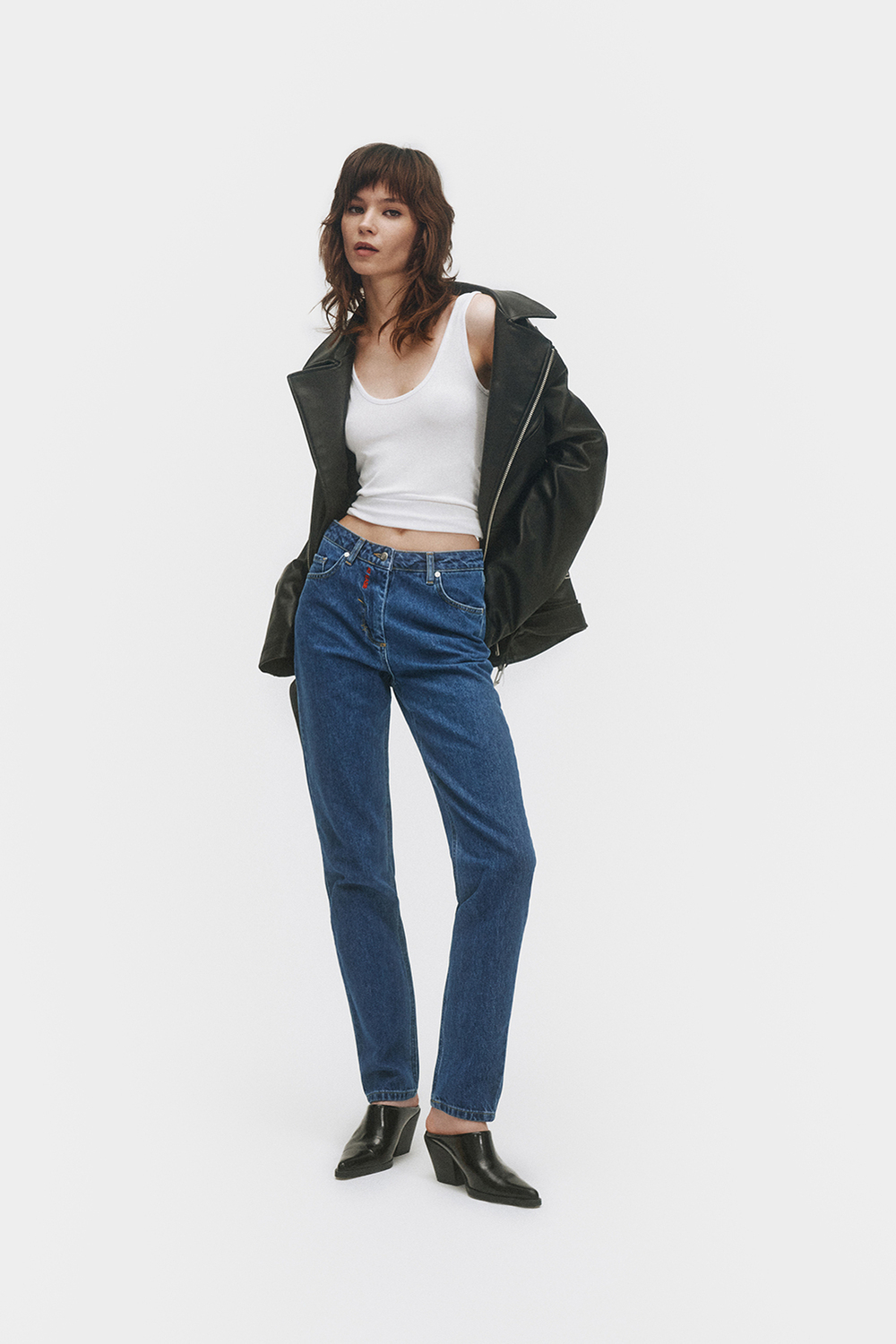 Джинсы женские узкие синего цвета Woman Jeans Slim Dark blue