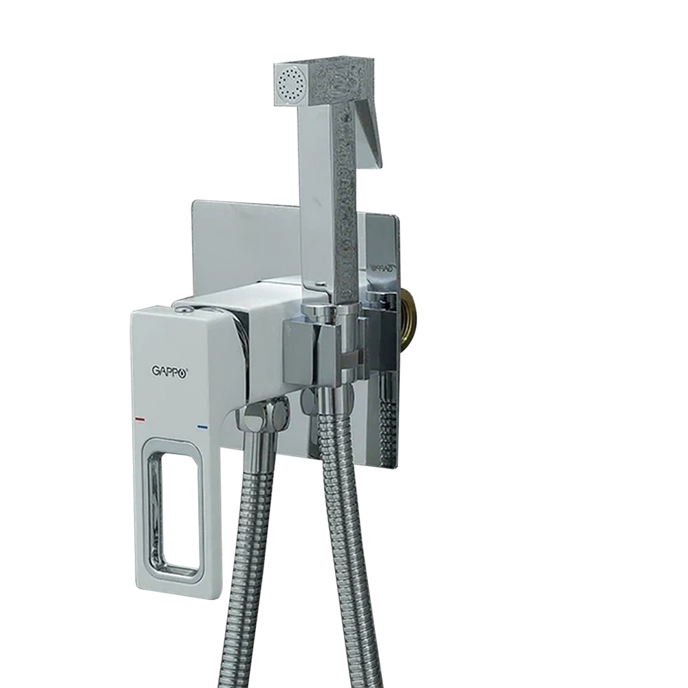 Смеситель с гигиеническим душем 35к G7217-8 GAPPO встраиваемый, БЕЛЫЙ-ХРОМ