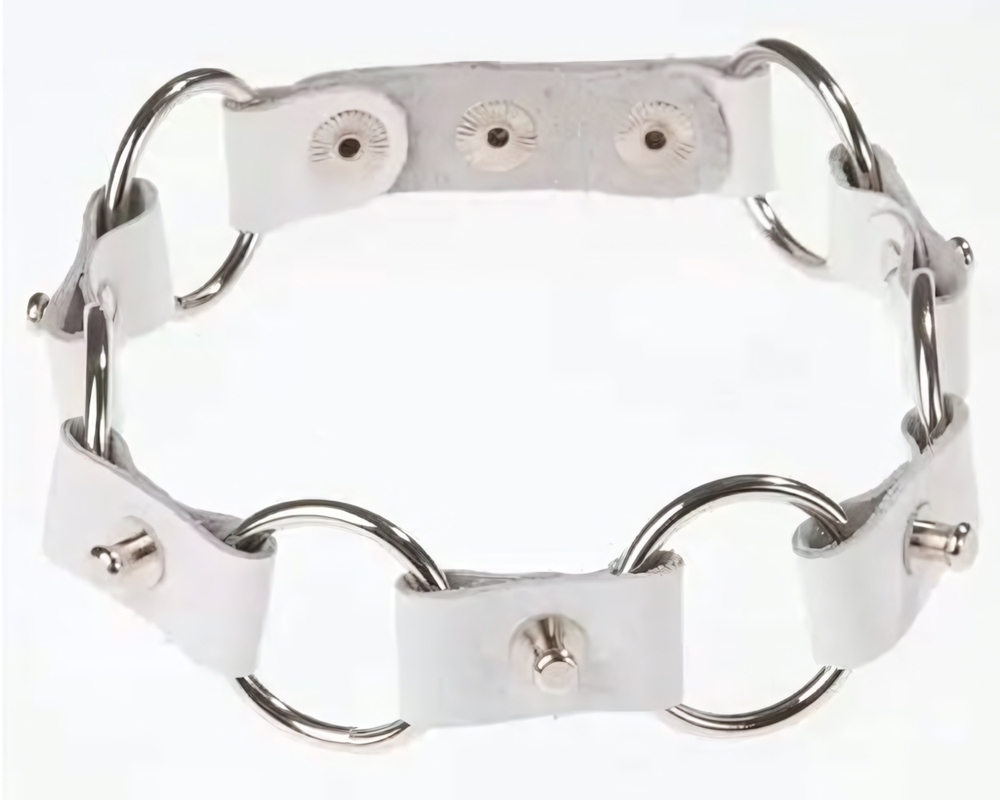 Белый ошейник с колечками (Цвет: белый)