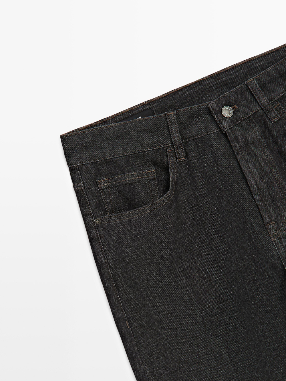 Massimo Dutti Легкие зауженные брюки с эффектом джинсовой ткани, черный