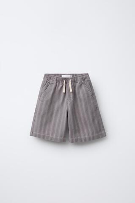 ZARA ШОРТЫ-БЕРМУДЫ С ПРИНТОМ И ЭЛАСТИЧНЫМ ПОЯСОМ, СВЕТЛАЯ МАЛЬВА