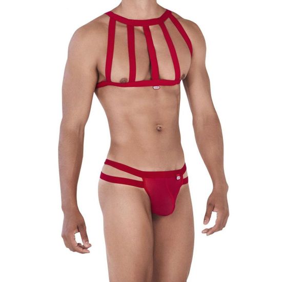 Мужской комплект красный тонги и сбруя (портупея) Pikante THONG HARNESS PERSONALITY 033105