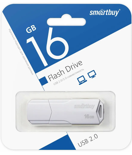 Флешка 16-GB Smartbuy Clue White USB 2.0