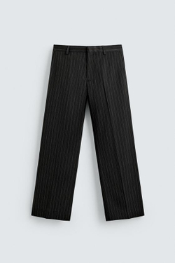 ZARA КОСТЮМНЫЕ БРЮКИ В ТОНКУЮ ПОЛОСКУ, ЧЕРНЫЙ